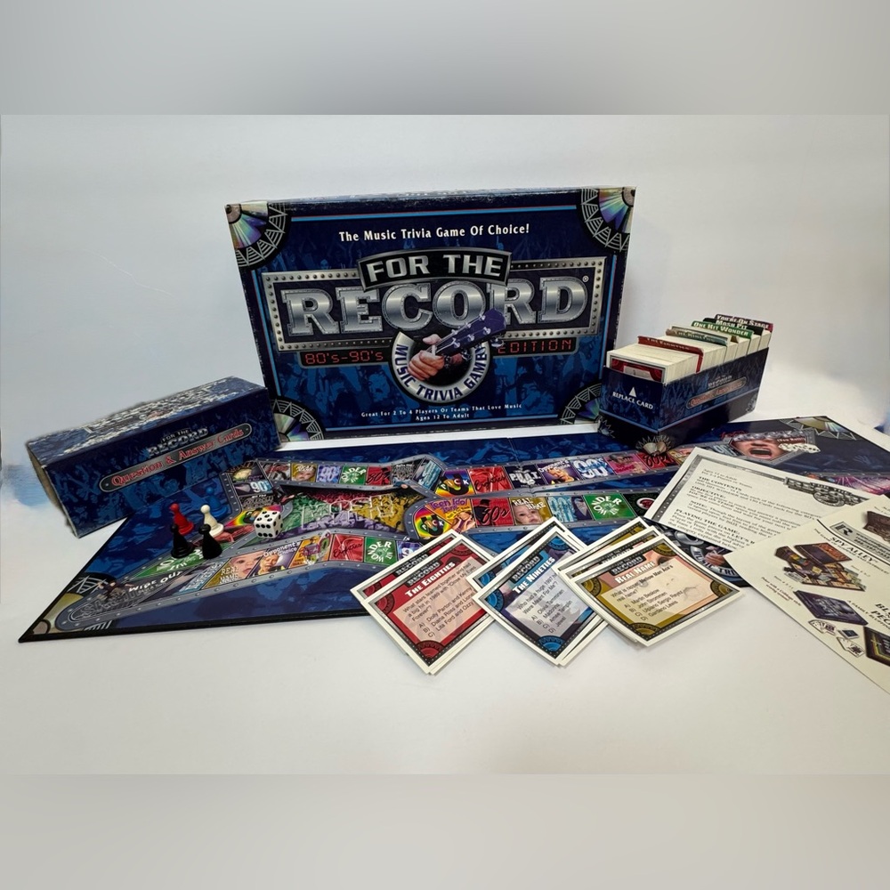 For The Record 80s 90s Music Trivia Game Complete + Extra Piece